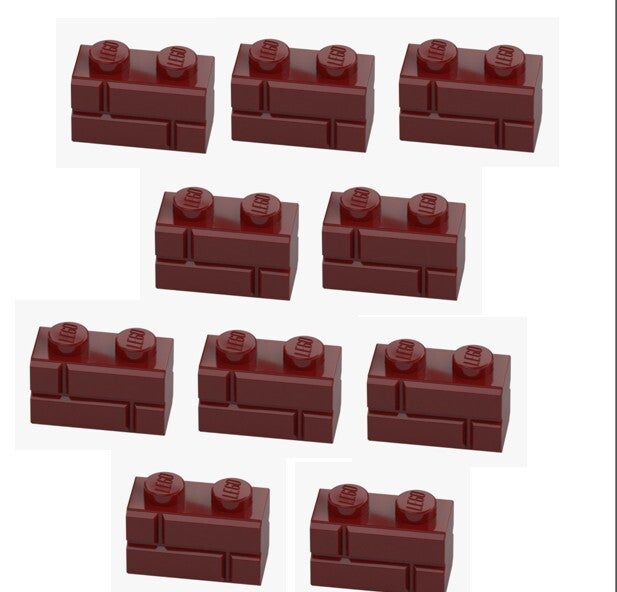 LEGO 10x Mauerstein 1x2 Dunkelrot New Dark Red 98283 6093908 Rillen Ziegelstein
