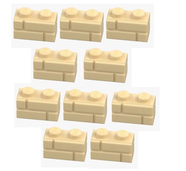 LEGO 10x Mauerstein 1x2 Beige Brick Yellow 98283 6148262 Neu Rillen Ziegelstein