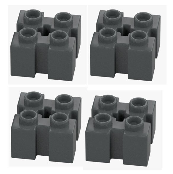 LEGO 4x Stein 2x2 modifiziert Dunkelgrau 6236949 39683 Kreuzloch Nut Neu