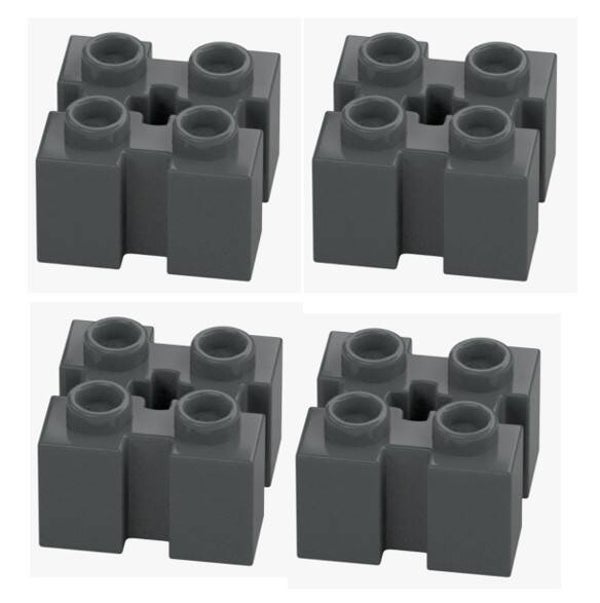 LEGO 4x Stein 2x2 modifiziert Dunkelgrau 6236949 39683 Kreuzloch Nut Neu