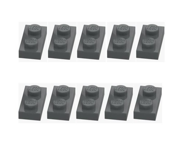 LEGO® 10x Platte 1x2 Dunkelgrau Dark Stone Grey 3023 4211063 Neu Plate Grau
