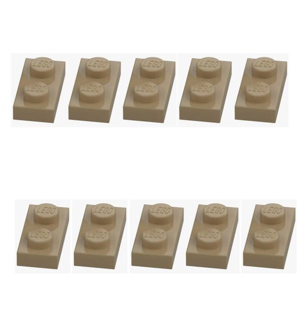 LEGO® 10x Platte 1x2 Dunkelbeige Sand Yellow Dark Tan 3023 4528604 Neu Plate