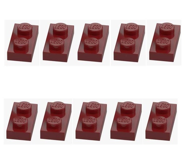 LEGO® 10x Platte 1x2 Dunkelrot New Dark Red 3023 4539097 Original Neu Plate