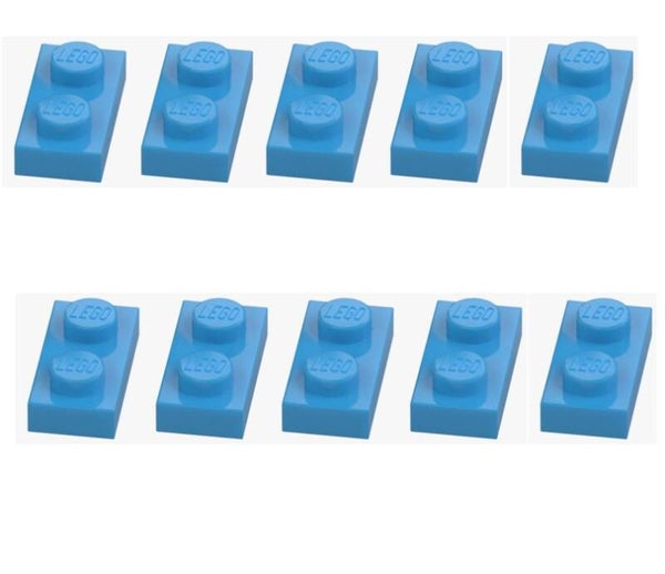 LEGO® 10x Platte 1x2 Dark Azur Hellblau 3023 4653988 Original Neu Plate