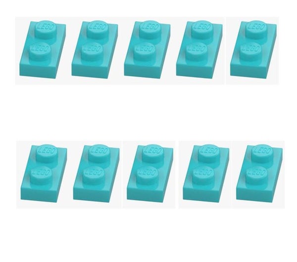 LEGO® 10x Platte 1x2 Medium Azur Hellblau Türkis 3023 6097419 Neu Plate