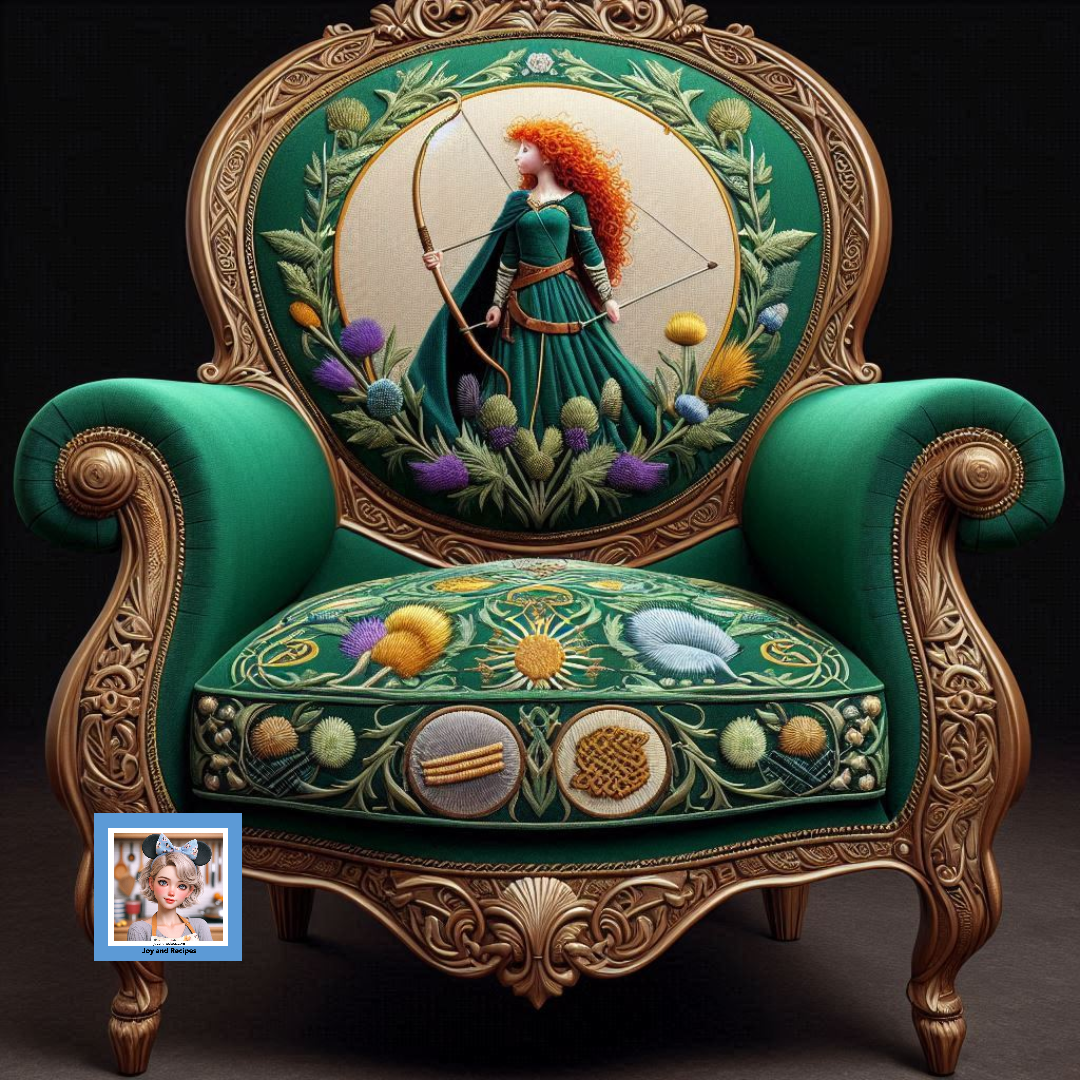 Merida-Inspired Embroidered Chair: Creative AI Art
