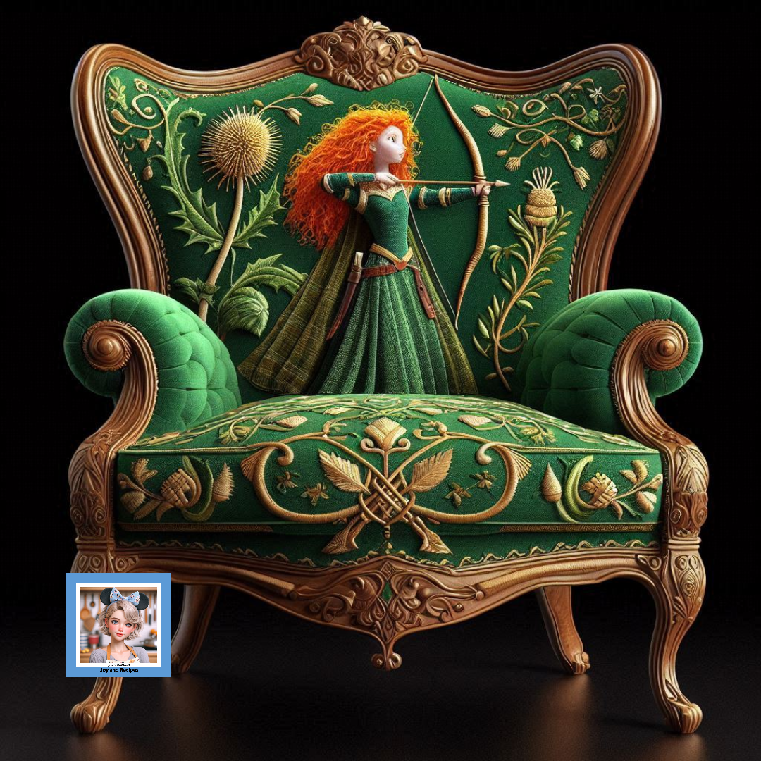 Merida-Inspired Embroidered Chair: Creative AI Art