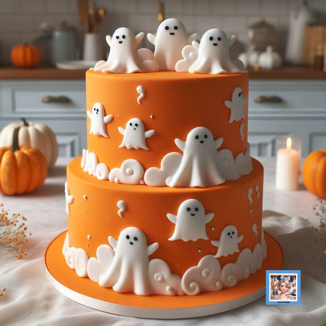 Whimsical Ghost Cake Design with AI Joy and Recipes