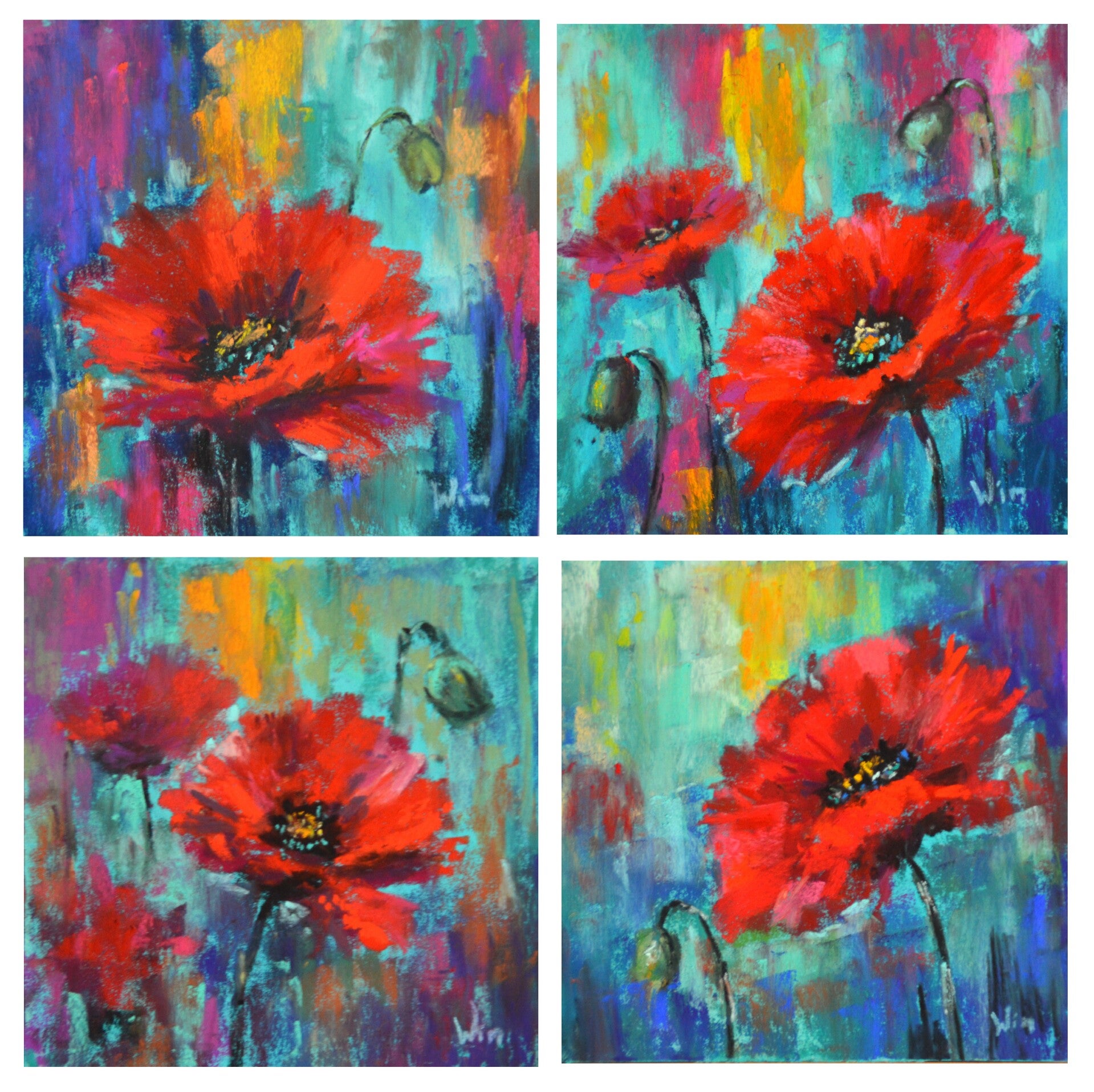 Pastelpainting of sunflowers