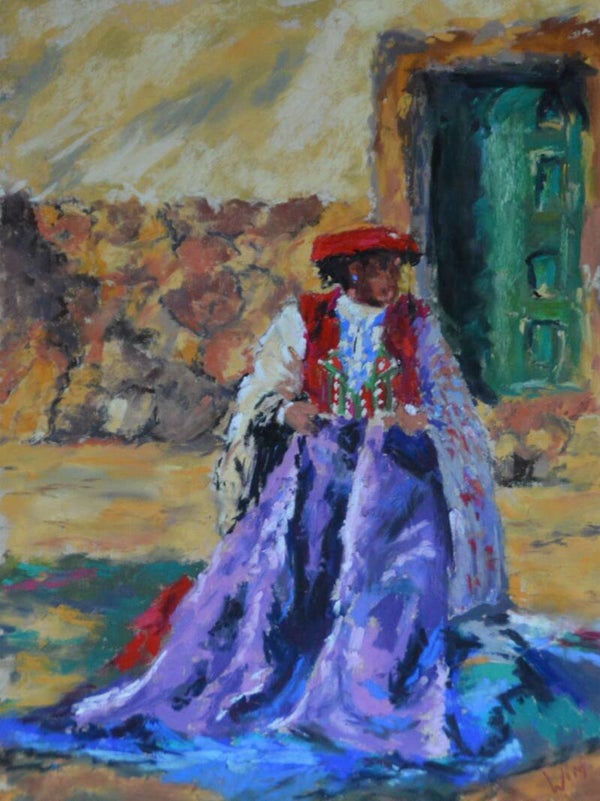 print - Peruaanse stoffenverkoopster - 13x18cm