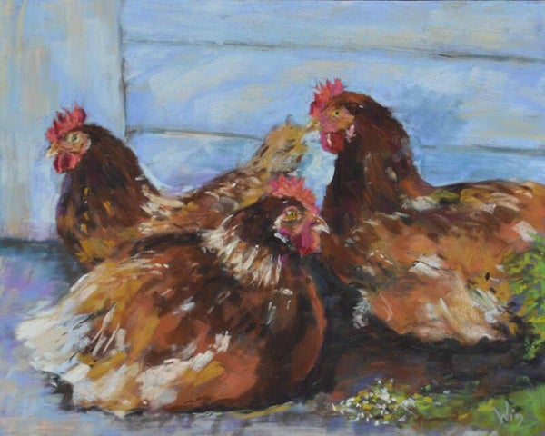 print - 3 kippen - 18x13cm