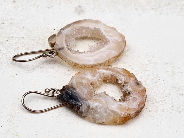 Agaat geode oorbellen