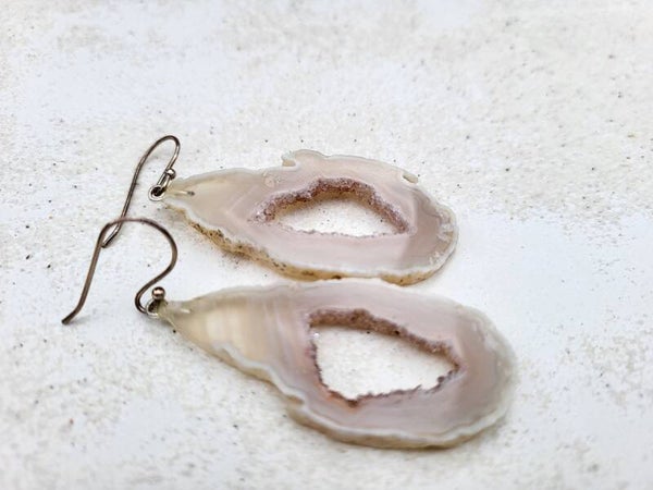 Agaat geode oorbellen