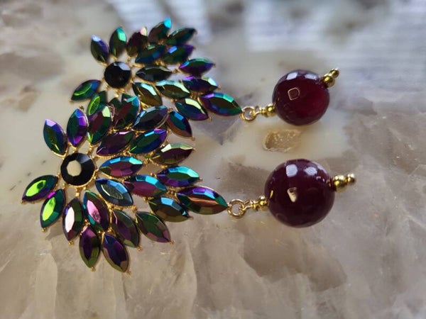 Agaat oorstekers met strass