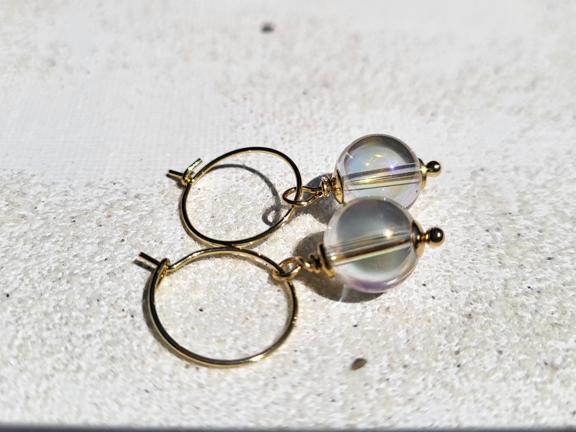 Angel aura kwarts aan creolen