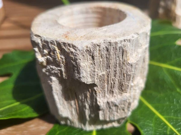 Waxinelichthouder versteend hout