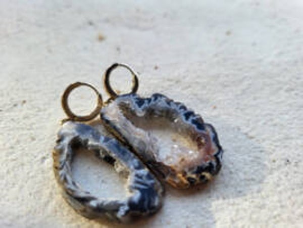 Agaat geode oorbellen