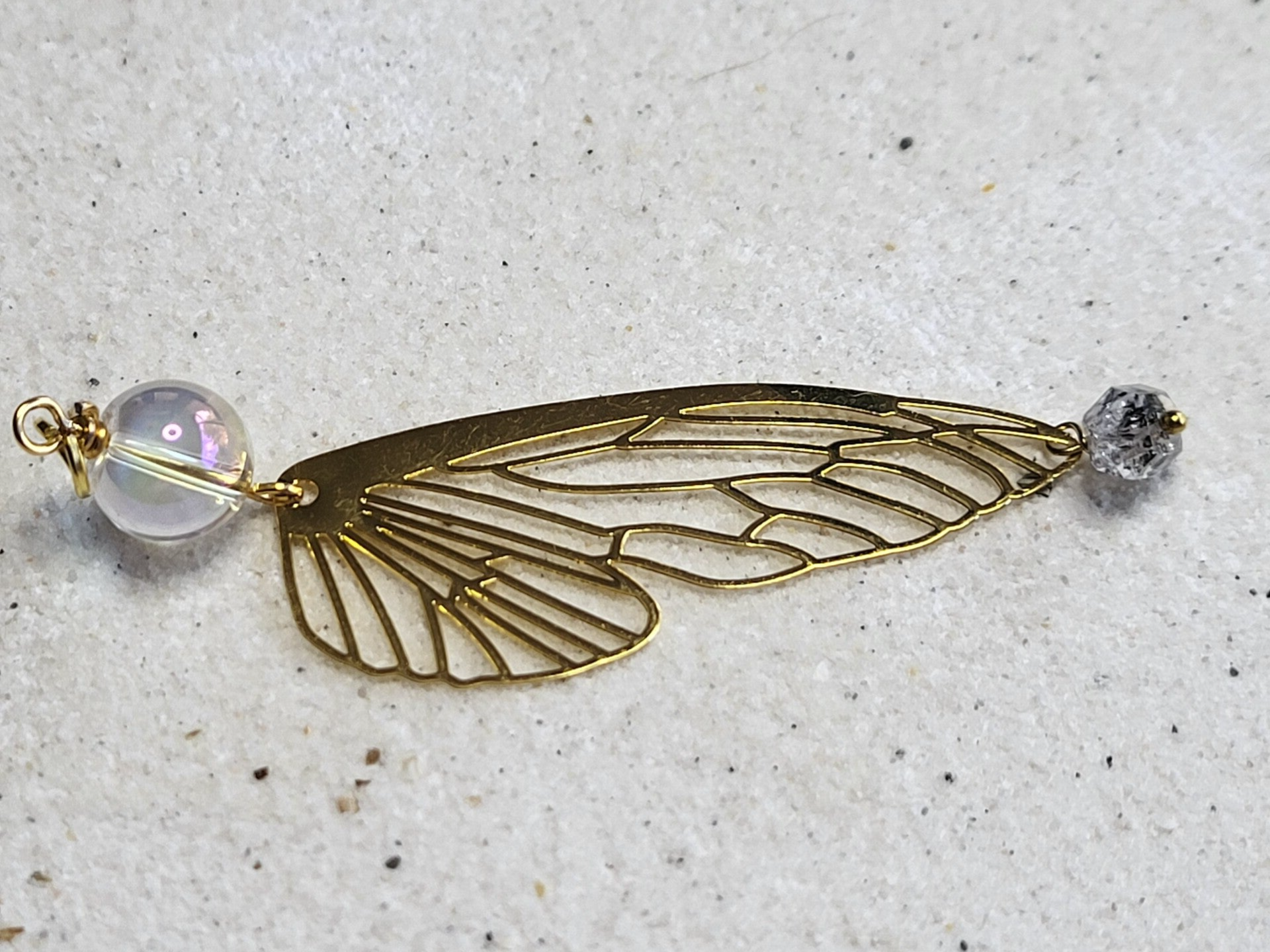 Angel aura kwarts en herkimer aan elvenvleugel