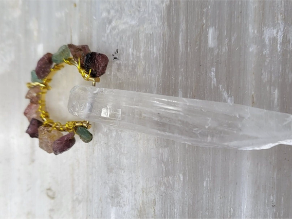Bergkristal hanger met watermeloen toermalijn