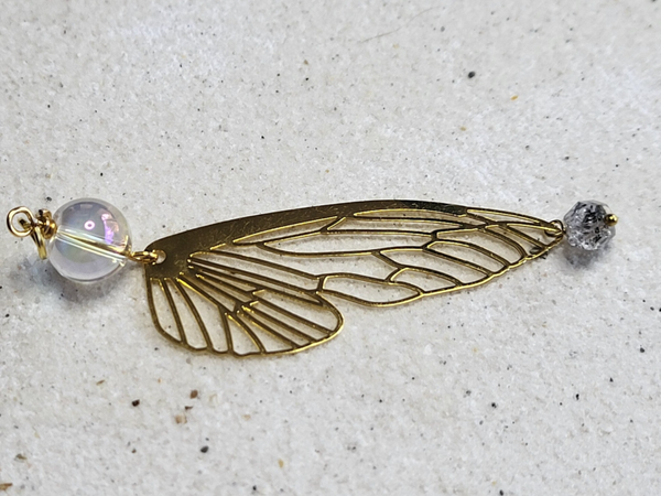 Angel aura kwarts en herkimer aan elvenvleugel