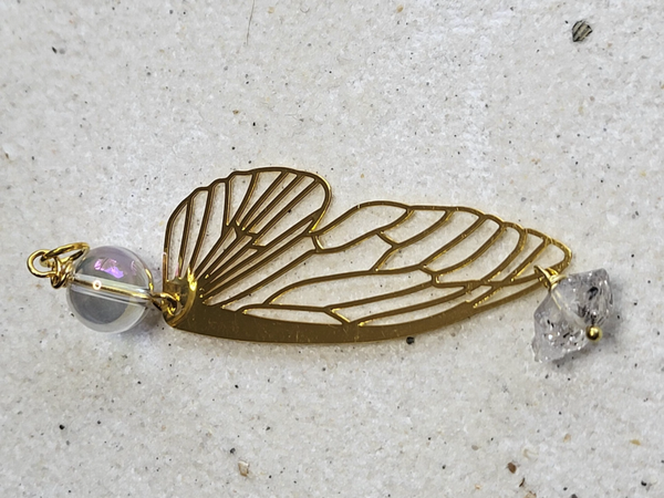 Angel aura kwarts en herkimer aan elvenvleugel