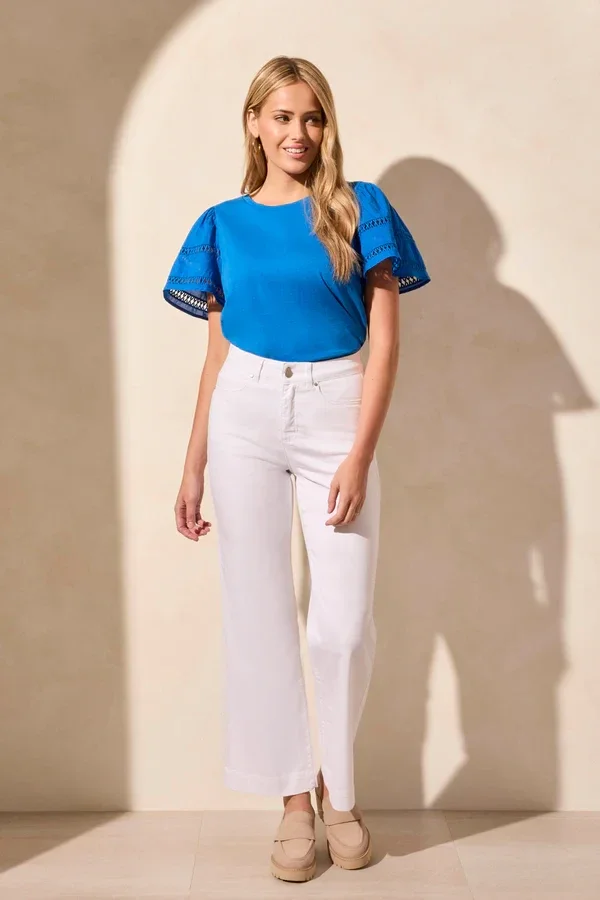 Tribal Fly Front Wide leg Jeans