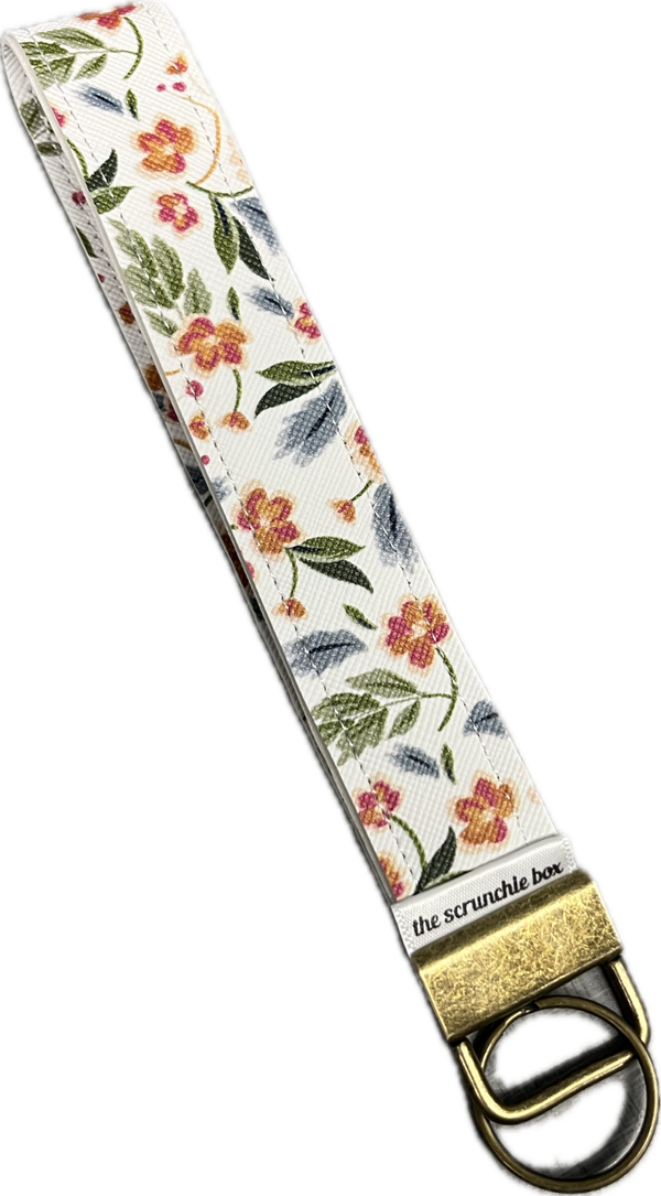 Red Flowers Wristlet Keychain