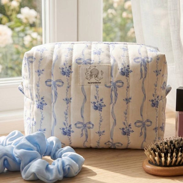 Babyblue Bow Large Makeup Bag