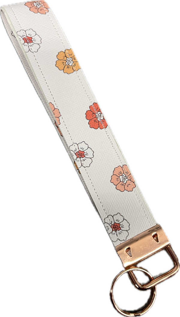 Poppy Flowers Wristlet Keychain