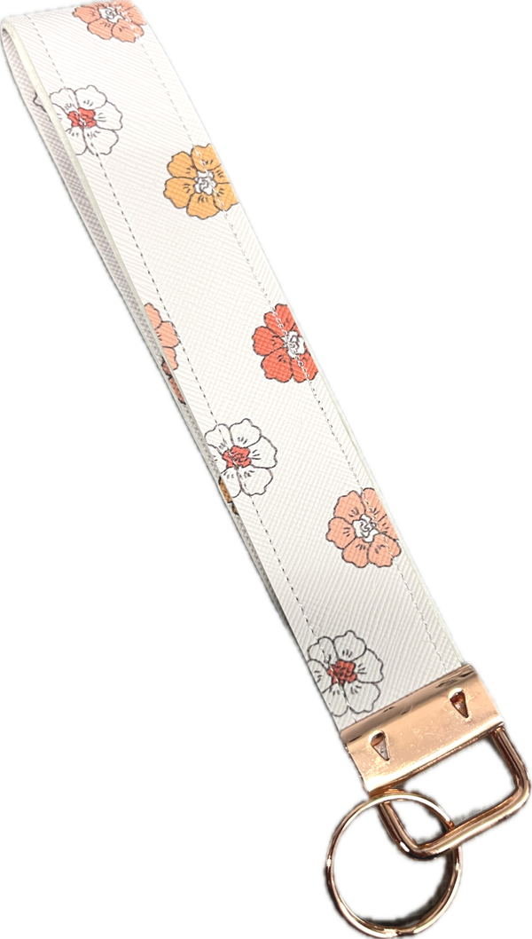 Poppy Flowers Wristlet Keychain