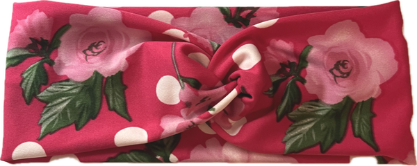 Pink Floral Polka Dot Headband