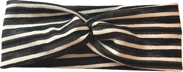Ribbed Black and White Striped Head Band