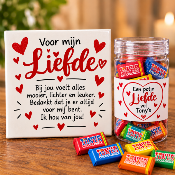 Liefde tegel met chocolade