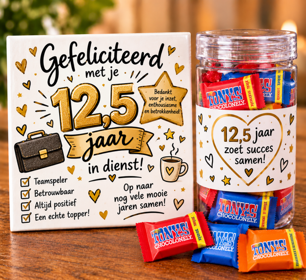 Jubileum tegel en een potje snoep