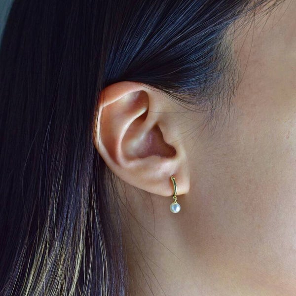 Mai Desiree Paige Dainty Pearl Hoop Earrings