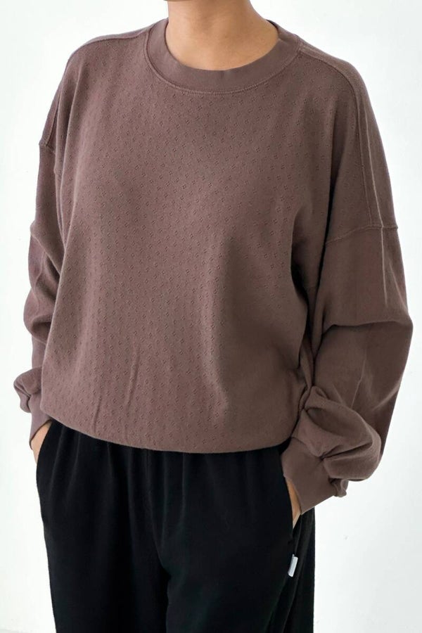 Le Bon Shoppe | Pointelle Core Sweatshirt | Brown