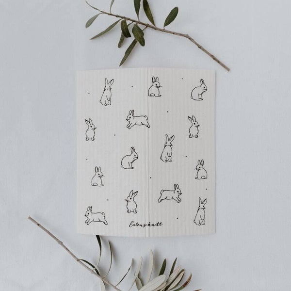 Sponsdoekje met Konijnen Print | Duurzaam & Herbruikbaar | Composteerbaar
