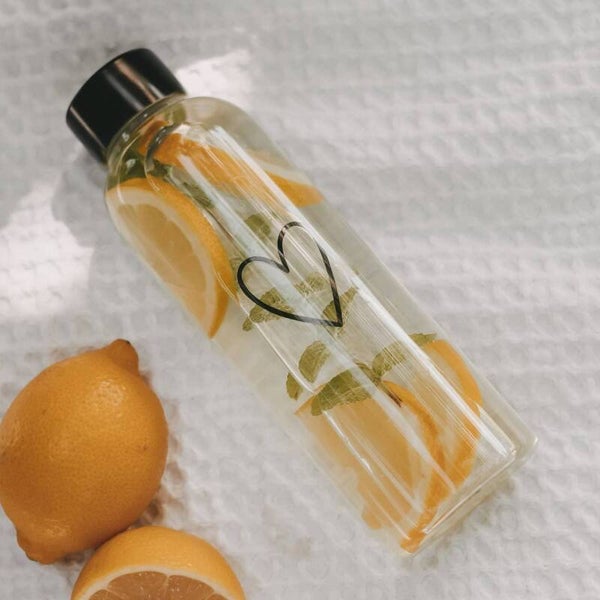 Eulenschnitt Glazen Waterfles met Zwart Hart | 500 ml