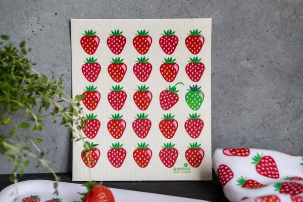 Eco Vaatdoekje met Print | Strawberries