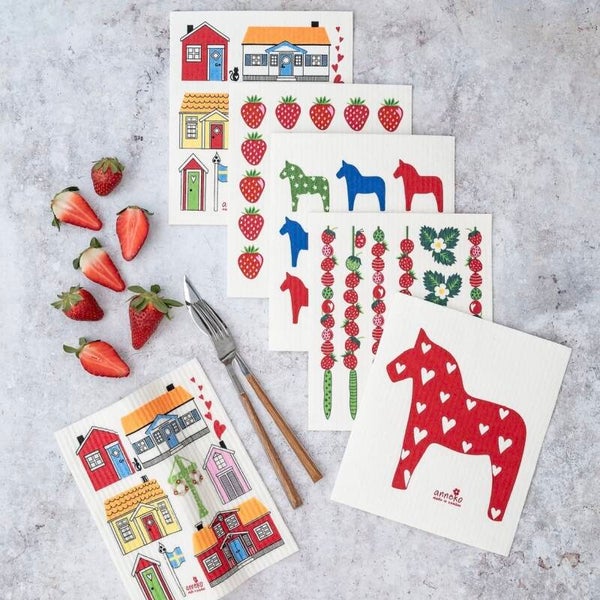 Eco Vaatdoekje met Print | Swedish Cottages