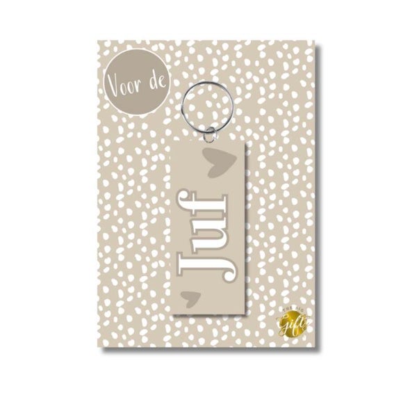 Sleutelhanger “Voor de Juf” – Origineel Cadeau voor Juf
