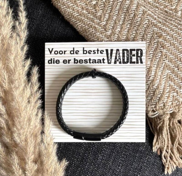 Armband Beste Vader Cadeau voor Papa | Heren Armband Zwart