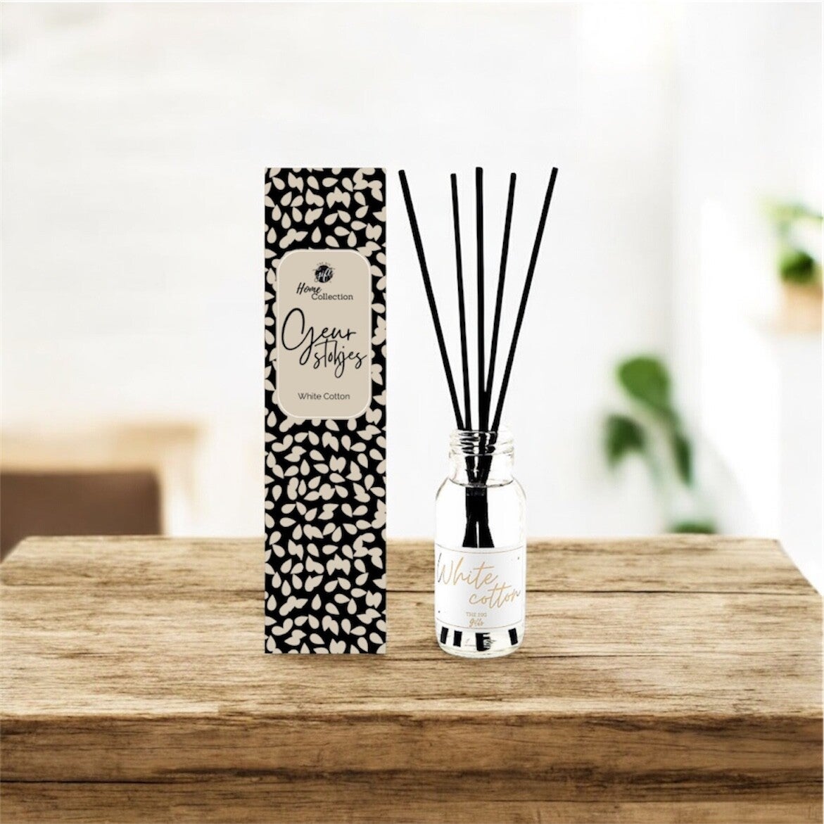 Geurstokjes Zwart/Beige l  White Cotton Geur