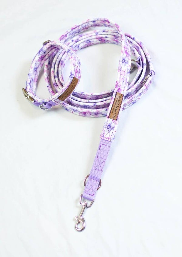 Halsband + Leine 'Lilac Flowers'
