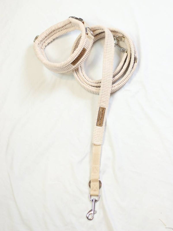 Halsband + Leine 'Creme Cord'