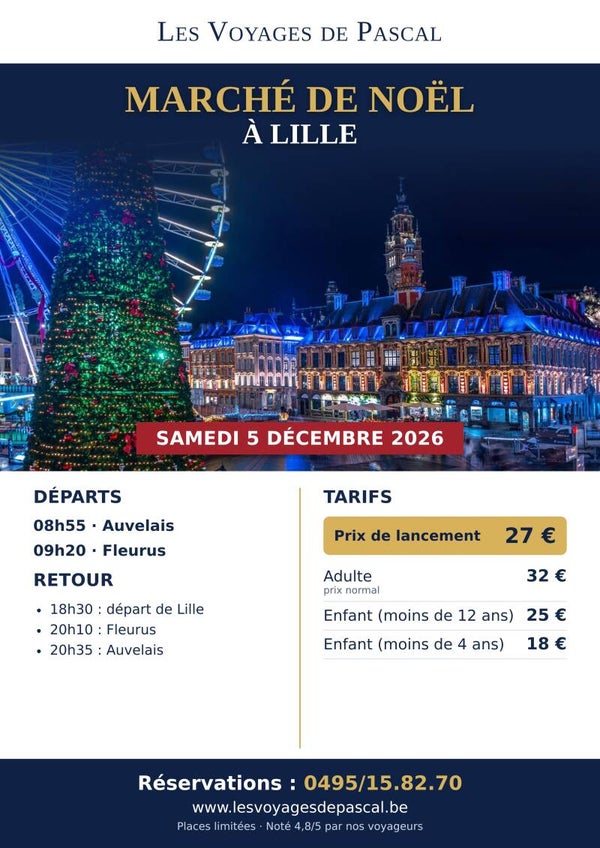 Marché de Noel à Lille le 5 décembre 2026 avec les Voyages de Pascal