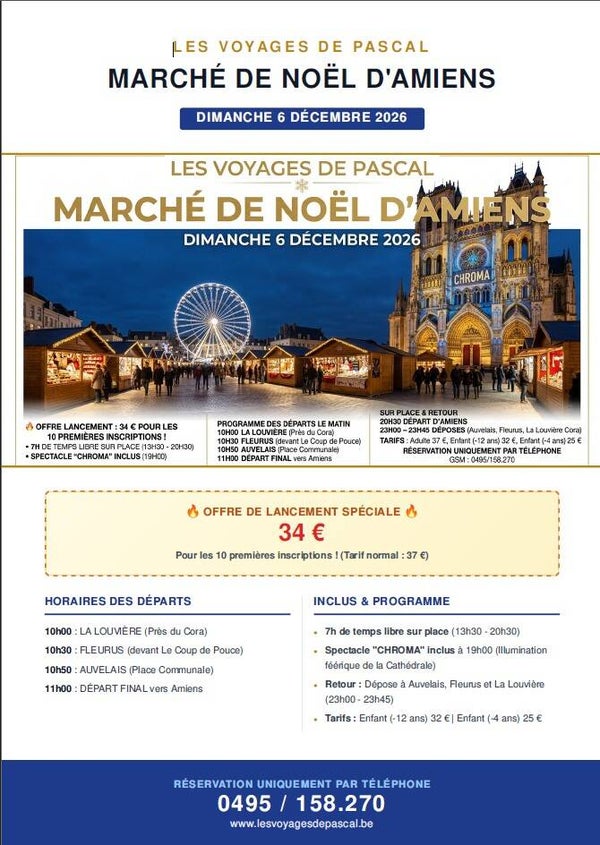 Marché de Noël d'Amiens le 06 décembre 26 avec les Voyages de Pascal