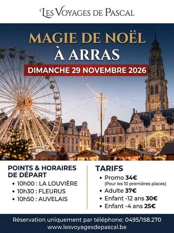 Marché de Noël d'Arras le 29 novembre 26 avec les Voyages de Pascal