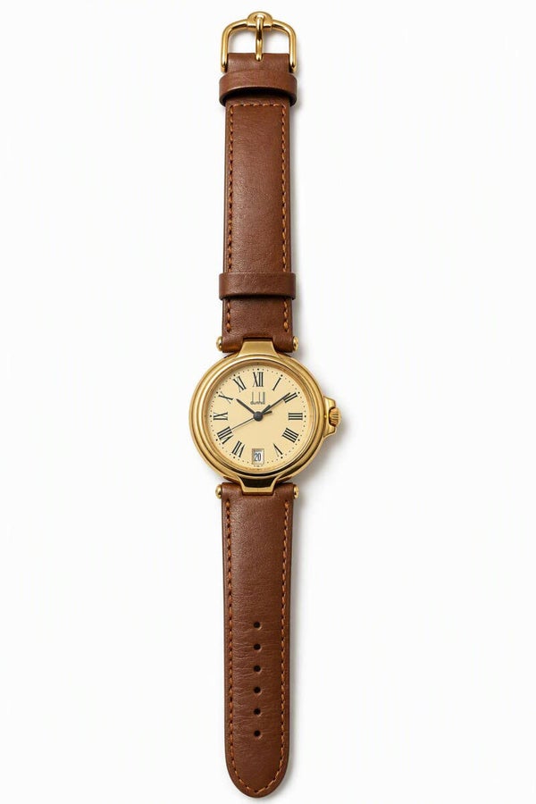 DUNHILL Watch round gold silver steel Ladies - Vintage Collector Watch