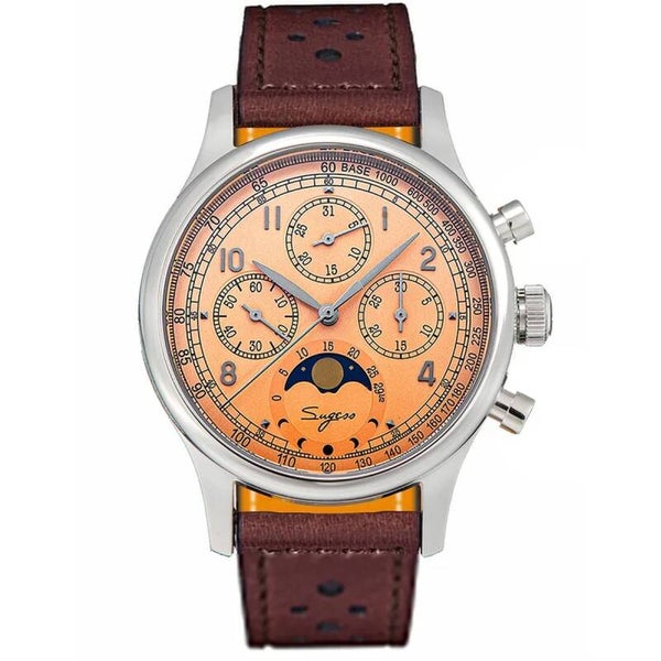 Sugess MoonPhase Master S389-2 Chronograph - Salmon Dial, Swan Neck Regulator, Pre-Owned